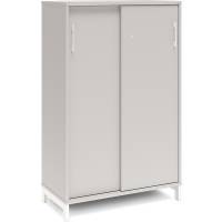 Office kontorskab med skydedør 1275x800mm lys grå med hvidt stel