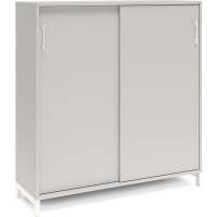 Office kontorskab med skyded&oslash;r 1275x1200mm lys gr&aring; med hvidt stel