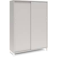 Office kontorskab med skyded&oslash;r 1660x1200mm lys gr&aring; med hvidt stel