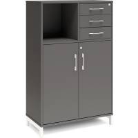 Office kontorskab med døre og skuffer 1275x800mm antracit med hvidt stel