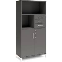 Office kontorskab med skuffer 1660x800mm antracit med hvidt stel