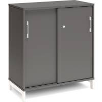 Office kontorskab med skydedør 890x800mm antracit med hvidt stel