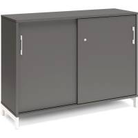 Office kontorskab med skyded&oslash;r 890x1200mm antracit med hvidt stel