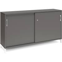 Office kontorskab med skyded&oslash;r 890x1600mm antracit med hvidt stel