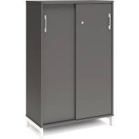 Office kontorskab med skyded&oslash;r 1275x800mm antracit med hvidt stel