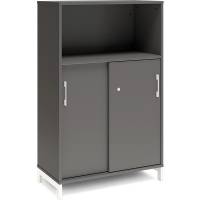 Office skab med skydedør og reol 1275x800mm antracit med hvidt stel