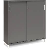 Office kontorskab med skyded&oslash;r 1275x1200mm antracit med hvidt stel
