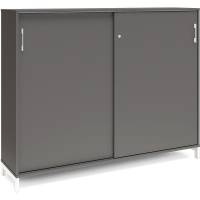 Office kontorskab med skyded&oslash;r 1275x1600mm antracit med hvidt stel