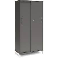 Office kontorskab med skydedør 1660x800mm antracit med hvidt stel