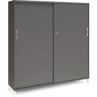 Office kontorskab med skydedør 1660x1600mm antracit med hvidt stel
