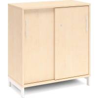 Office kontorskab med skydedør 890x800mm birk med hvidt stel
