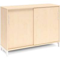 Office kontorskab med skydedør 890x1200mm birk med hvidt stel