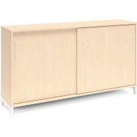 Office kontorskab med skydedør 890x1600mm birk med hvidt stel