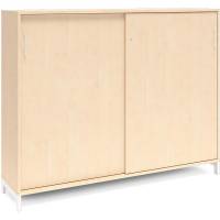 Office kontorskab med skydedør 1275x1600mm birk med hvidt stel