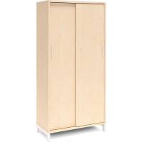 Office kontorskab med skydedør 1660x800mm birk med hvidt stel