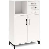 Office kontorskab med døre og skuffer 1275x800mm hvid med sort stel