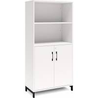 Office kontorskab 1660x800mm hvid med sort stel