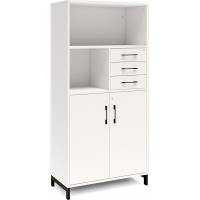 Office kontorskab med skuffer 1660x800mm hvid med sort stel