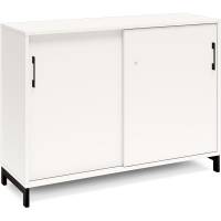 Office kontorskab med skyded&oslash;r 890x1200mm hvid med sort stel