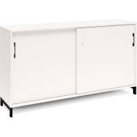 Office kontorskab med skydedør 890x1600mm hvid med sort stel
