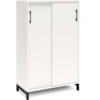 Office kontorskab med skydedør 1275x800mm hvid med sort stel