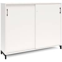 Office kontorskab med skyded&oslash;r 1275x1600mm hvid med sort stel