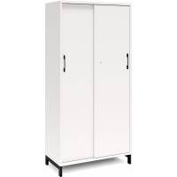 Office kontorskab med skydedør 1660x800mm hvid med sort stel