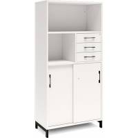 Office skab med skydedør og skuffer 1660x800mm hvid med sort stel