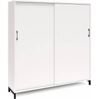 Office kontorskab med skydedør 1660x1600mm hvid med sort stel