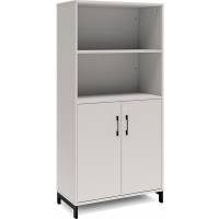 Office kontorskab 1660x800mm lys gr&aring; med sort stel