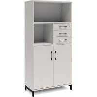 Office kontorskab med skuffer 1660x800mm lys gr&aring; med sort stel