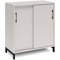 Office kontorskab med skyded&oslash;r 890x800mm lys gr&aring; med sort stel