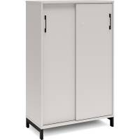 Office kontorskab med skydedør 1275x800mm lys grå med sort stel