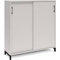 Office kontorskab med skydedør 1275x1200mm lys grå med sort stel