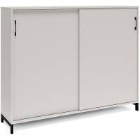 Office kontorskab med skydedør 1275x1600mm lys grå med sort stel