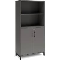 Office kontorskab 1660x800mm antracit med sort stel