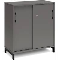 Office kontorskab med skyded&oslash;r 890x800mm antracit med sort stel