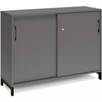 Office kontorskab med skyded&oslash;r 890x1200mm antracit med sort stel