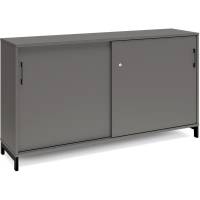 Office kontorskab med skyded&oslash;r 890x1600mm antracit med sort stel