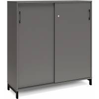 Office kontorskab med skydedør 1275x1200mm antracit med sort stel