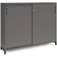 Office kontorskab med skydedør 1275x1600mm antracit med sort stel