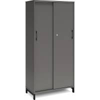 Office kontorskab med skyded&oslash;r 1660x800mm antracit med sort stel