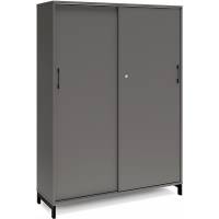 Office kontorskab med skydedør 1660x1200mm antracit med sort stel