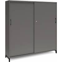 Office kontorskab med skydedør 1660x1600mm antracit med sort stel