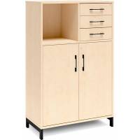 Office kontorskab med d&oslash;re og skuffer 1275x800mm birk med sort stel