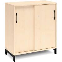 Office kontorskab med skydedør 890x800mm birk med sort stel