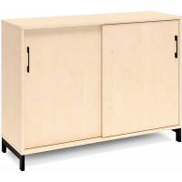 Office kontorskab med skydedør 890x1200mm birk med sort stel