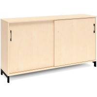 Office kontorskab med skydedør 890x1600mm birk med sort stel