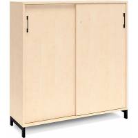 Office kontorskab med skydedør 1275x1200mm birk med sort stel