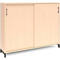 Office kontorskab med skydedør 1275x1600mm birk med sort stel